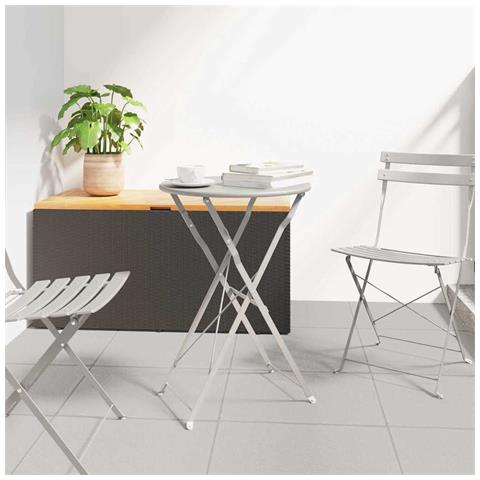 Tavolo da Bistrot Pieghevole Beige Ø50x71 cm in Acciaio Zincato - Foto 2