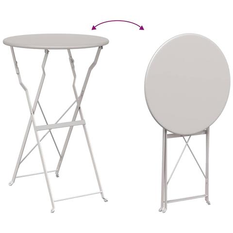 Tavolo da Bistrot Pieghevole Beige Ø50x71 cm in Acciaio Zincato - Foto 9