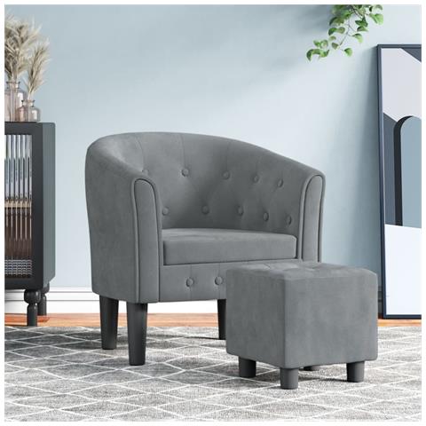 Poltrona Cabriolet con Poggiapiedi Grigio Scuro in Velluto - Foto 2