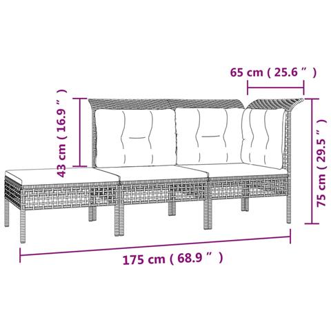 Set Divani da Giardino 8 pz con Cuscini in Polyrattan Grigio - Foto 8