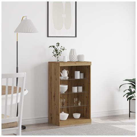 Credenza con luci LED Rovere Artigianale 60,5x37x100 cm - Foto 2