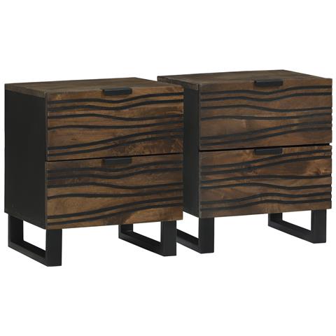 Set di Comodini 2 pcs 40x33.5x46 cm Legno Massello Mango - Foto 1