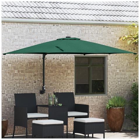 Ombrello da Patio Verde Poliestere 300 cm x 300 cm Pieghevole - Foto 2