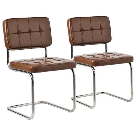 Set Di 2 Sedie A Sbalzo In Similpelle Marrone Maria - Foto 1