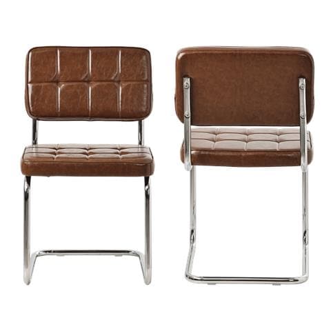 Set Di 2 Sedie A Sbalzo In Similpelle Marrone Maria - Foto 10