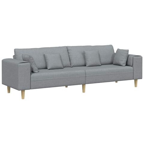Divano in tessuto con cuscino Grigio chiaro 208 cm Tessuto - Foto 1
