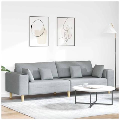 Divano in tessuto con cuscino Grigio chiaro 208 cm Tessuto - Foto 2