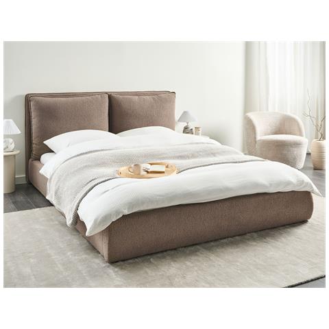 Letto Ad Acqua Bouclé Bajonna 160 X 200 Cm Marrone - Foto 1