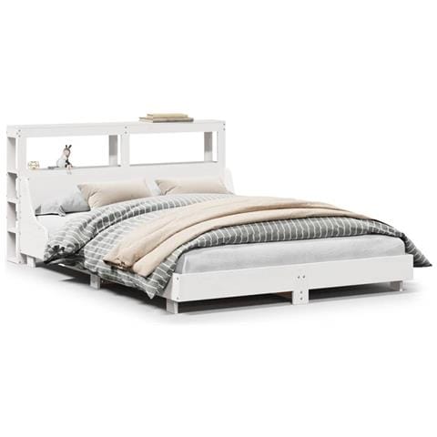 Letto senza Materasso Bianco 120x200 cm Legno Massello di Pino - Foto 1