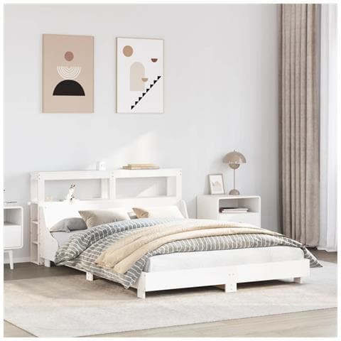 Letto senza Materasso Bianco 120x200 cm Legno Massello di Pino - Foto 2