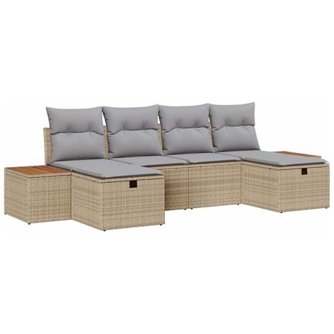 Set Divano da Giardino 6 pcs Beige 55 x 62 x 69 cm Poly Rattan - Foto 1