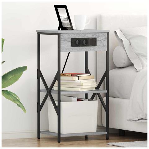 Armadio da Notte con lo scaffale Grigio sonoma 41 x 31 x 76 cm - Foto 2