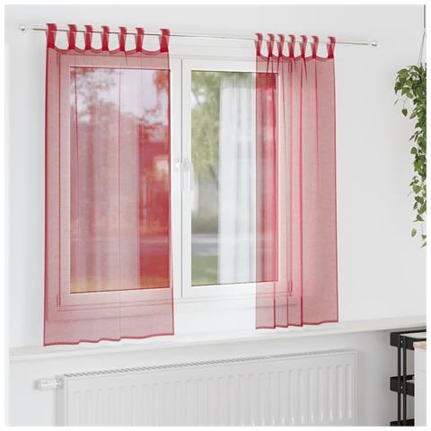 Tende in Voile con Passanti 2 pz Rosso Vino 140x175 cm - Foto 2
