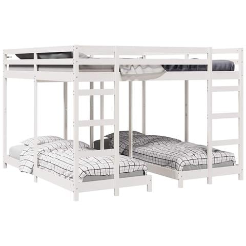 Struttura letto a castello triplo Bianco 200 x 200 cm - Foto 1