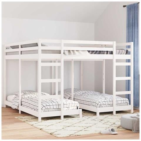 Struttura letto a castello triplo Bianco 200 x 200 cm - Foto 2