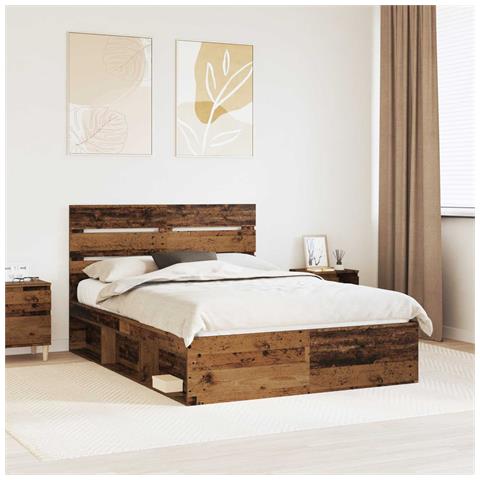 Struttura del letto Legno vecchio 160 x 200 cm Pino massello - Foto 2