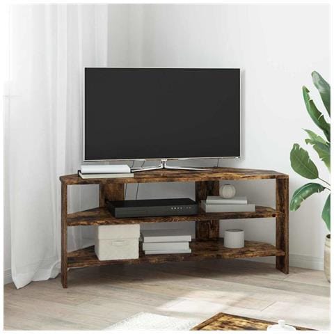 MobileTVAngolare Rovere fumé 102x40,5x45cm Legno multistrato - Foto 2