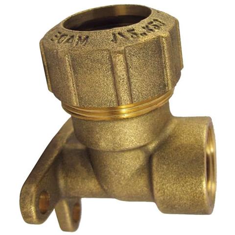 Raccordo Pe In Ottone A 90° Con Supporto  25mm X 3/4 - Foto 1