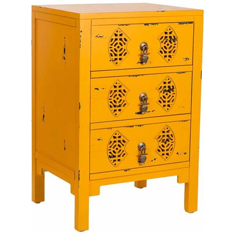 Mesita De Madera Con 3 Cajones Amarillo 45x36x70 - Foto 1