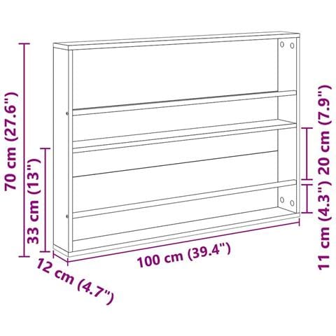 Scaffale per riviste 2 pcs Legno vecchio 100 x 12 x 70 cm - Foto 9