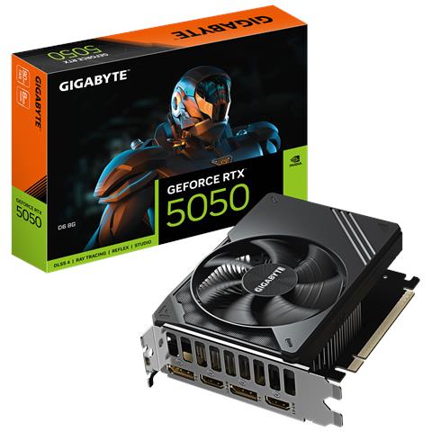 GeForce RTX 5050 D6 8G Scheda Grafica - 8GB GDDR6, 128bit, PCI-E 5.0, 2572MHz Frequenza core, 2 x DP, 2 x HDMI, NVIDIA DLSS 4, GV-N5050D6-8GD - Foto 1