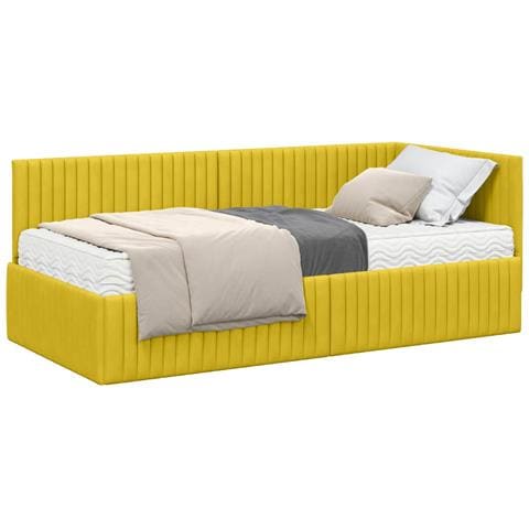 Struttura Letto Angolare con Materasso 2 pcs Giallo Velluto - Foto 1
