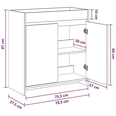 Mobiletto da Bagno Sotto Lavabo Bianco 78,5 x 37,5 x 81 cm - Foto 6