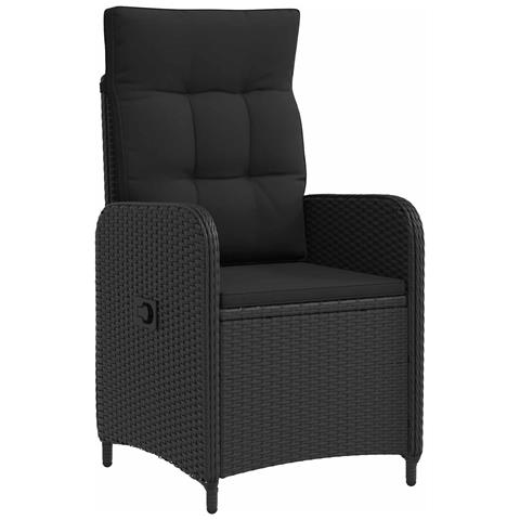 Sedia da giardino reclinabile Nero polyrattan - Foto 1
