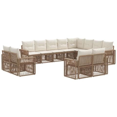 Set Divano da Giardino 12 pcs Beige e Bianco Crema polyrattan - Foto 1