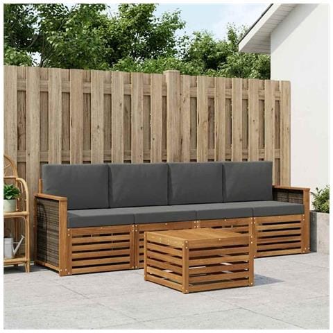 Set di divani da esterno con cuscino 5 pcs Naturale e Antracite - Foto 2