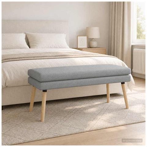 Panchina a doppio strato Grigio Chiaro 110 x 40 x 47 cm Tessuto - Foto 2