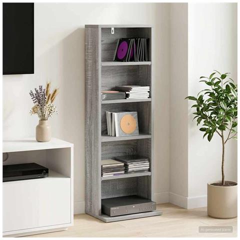 Mobile per CD Sonoma grigio 33 x 23,5 x 97,5 cm - Foto 2