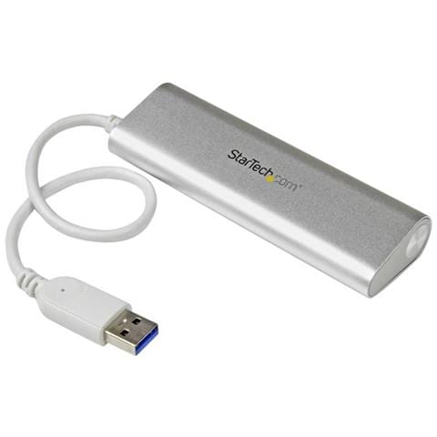 Hub USB 3.0 a 4 porte compatto e portatile con cavo integrato - Hub USB in alluminio perfetta per MacBook - Argento - Foto 2