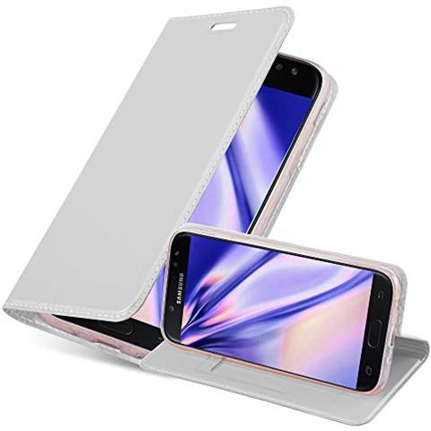 Custodia Compatibile Con Samsung Galaxy J3 2017 In Classy Argento - Coperchio Protettiva Con Chiusura Magnetica, Funzione Stand E Tasca Per Le Carte - Foto 1
