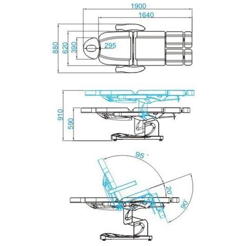 Azzurro Poltrona Cosmetica Elettrica 708as Pedi 3 Siln Bianco - Foto 2