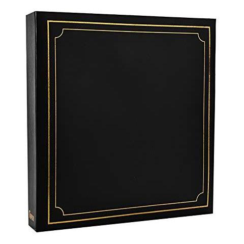 Grande Scivolare Dentro Photo Album Contenente 500 Foto 6 X 4 Gold Stamp Imbottito Coperchio Nero - Foto 1