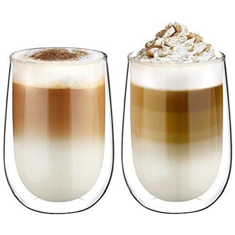 2xdouble Walled Occhiali Set 350ml Di Latte Cappuccino Latte Succo Di Dessert E Altro - Foto 1
