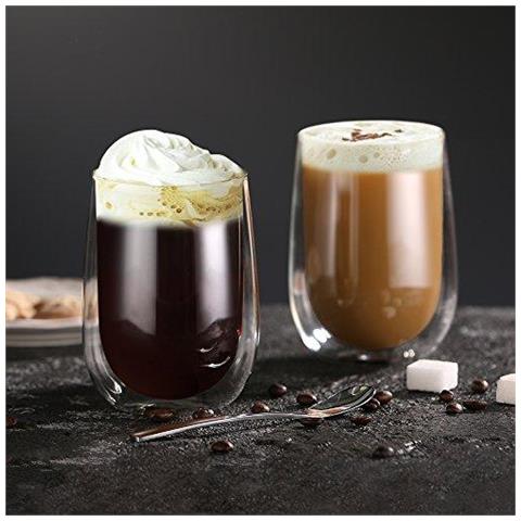 2xdouble Walled Occhiali Set 350ml Di Latte Cappuccino Latte Succo Di Dessert E Altro - Foto 4