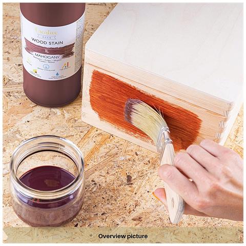 Mordente Per Legno A Base D'acqua | Colore Mogano | 1l | Vernice A Rapida Essiccazione | Non Tossica | Per Pannelli In Legno, Cemento, Mattoni, Carta Da Parati | Alta Efficienza - Foto 2