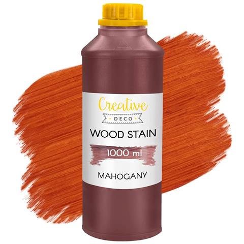 Mordente Per Legno A Base D'acqua | Colore Mogano | 1l | Vernice A Rapida Essiccazione | Non Tossica | Per Pannelli In Legno, Cemento, Mattoni, Carta Da Parati | Alta Efficienza - Foto 1