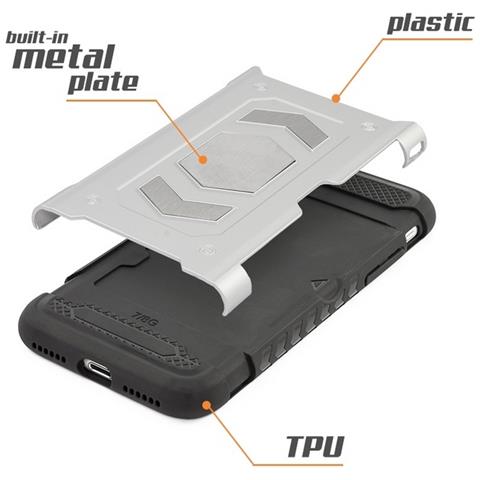 Custodia Defender Shell Alta Protezione Antiscivolo Magnetica Per Huawei Mate 10 Lite Silver - Foto 5