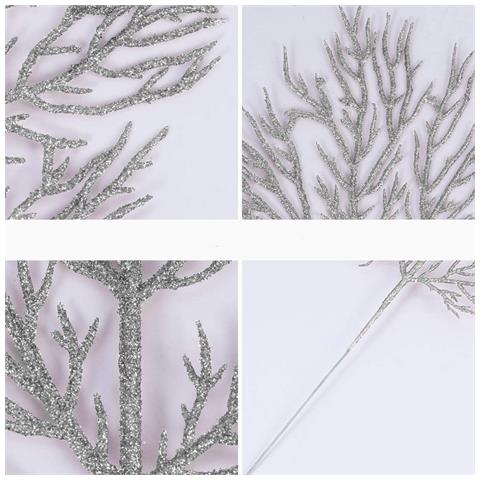 Foglie In Filigrana Artificiale Decorazione Natalizia Confezione Da 5 Argento - Foto 10