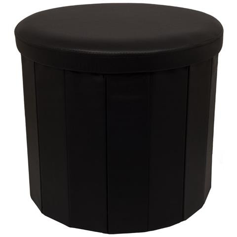 BIANCHERIAWEB Pouf Salotto Contenitore Ecopelle Rotondo Pieghevole Tinta Unita Vari Colori Pouf Nero BIANCHERIAWEB Pouf Salotto Contenitore Ecopelle Rotondo Pieghevole Tinta Unita Vari Colori Pouf Nero