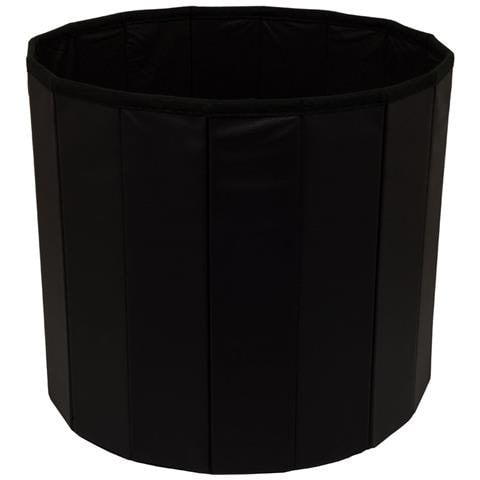 Pouf Salotto Contenitore Ecopelle Rotondo Pieghevole Tinta Unita Pouf Nero - Foto 5