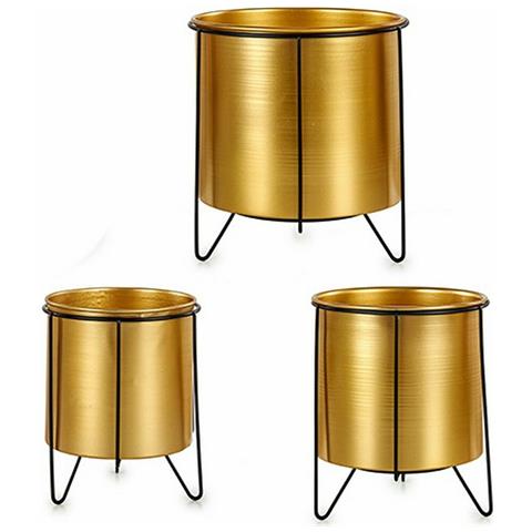 Set Di Vasi Da Fiori Nero Dorato Metallo (4 Unità) - Foto 2