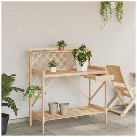 Panca Porta Vasi Con Traliccio In Legno Massello Di Abete - Foto 3