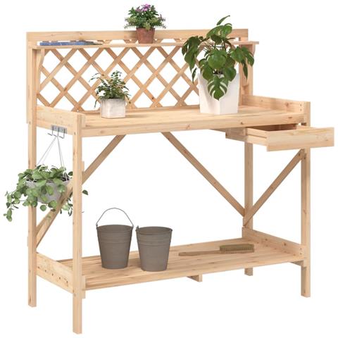 Panca Porta Vasi Con Traliccio In Legno Massello Di Abete - Foto 1