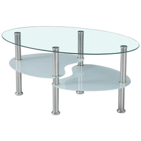 Tavolino Mimas Con Doppio Piano In Vetro Temperato Con Gambe In Acciaio - Foto 1