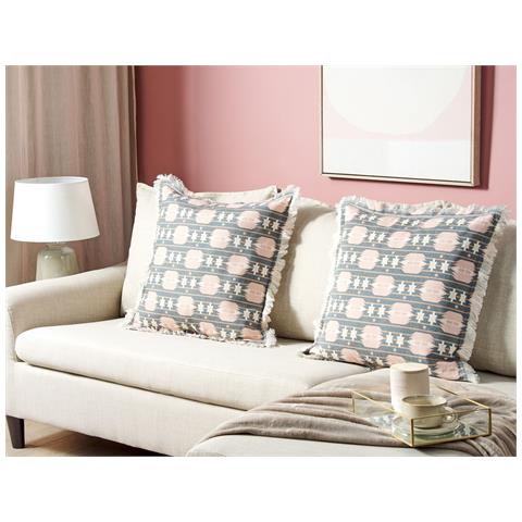 Set Di 2 Cuscini Dianthus 60 X 60 Cm Multicolore Trama Geometrica - Foto 1