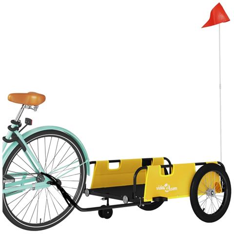 Rimorchio Da Bici Giallo E Nero In Tessuto Oxford E Ferro - Foto 3